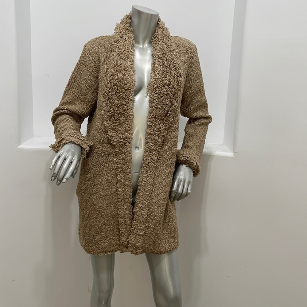 Vintage 90's Side Effects Brown Fuzzy Knit Sweater Cardigan  Open Front Size S